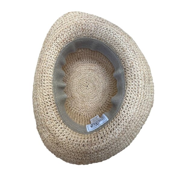 The Scala Collection Womens Natural Fiber Straw Hat Black Trim One Size - Picture 5 of 9